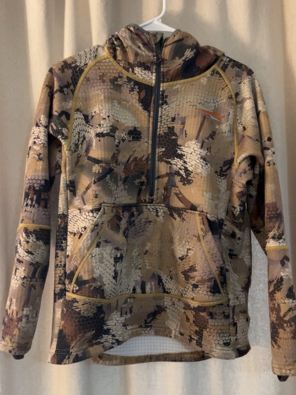 Sitka Camo Hooded Half-Zip Sweatshirt for Kids - Brown/Tan